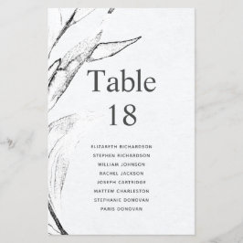 Lámina Tabla de asientos de Leafage gráficos en blanco y 