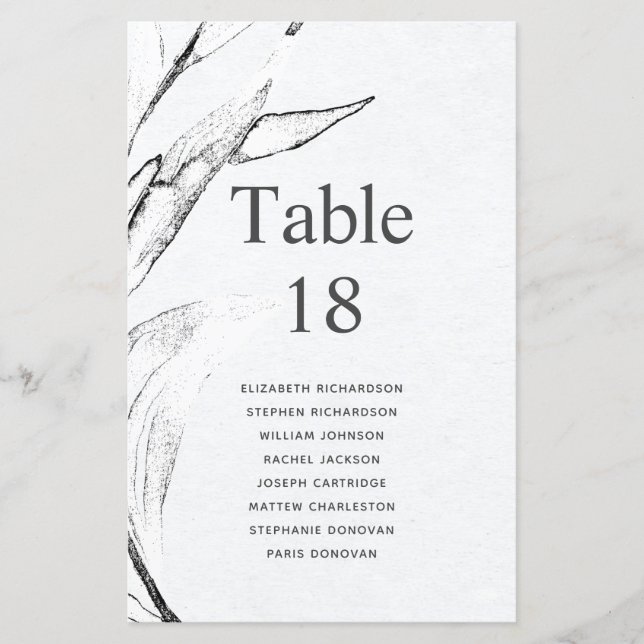 Lámina Tabla de asientos de Leafage gráficos en blanco y  (Anverso)