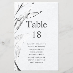 Lámina Tabla de asientos de Leafage gráficos en blanco y