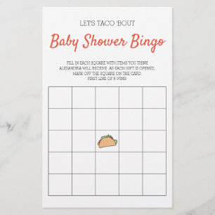 Lámina Taco Bout Baby Shower Bingo Game