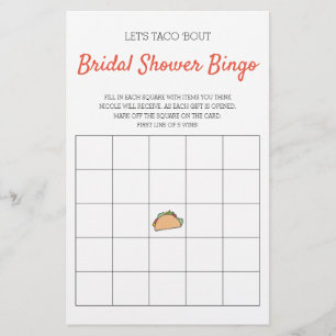 Lámina Taco 'Bout Bridal Shower Bingo Juego
