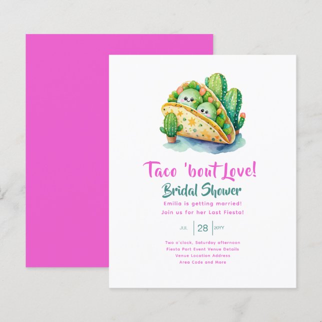 Lámina Taco 'Bout Love! Última ducha de novia Fiesta (Anverso / Reverso)