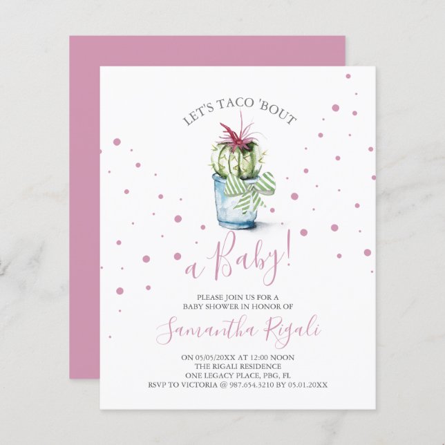 Lámina Taco-Bout un Baby Shower Chica (Anverso / Reverso)