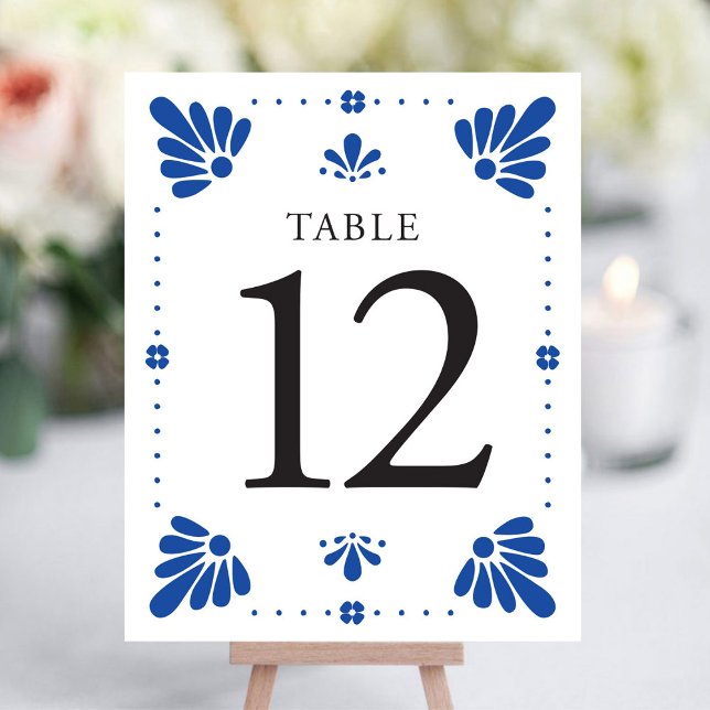 Lámina Talavera Número de tabla Boda mexicano (Talavera Mexican Wedding Table Number by Fiesta Valley Print)