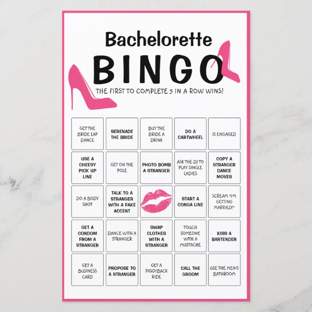 Lámina Talones altos rosados | Juego de bingo | PERSONALI (Anverso)