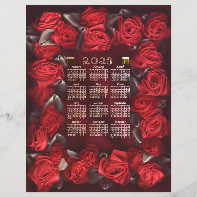 Lámina Tamaño de la letra del calendario de Rosas de cint (Anverso)