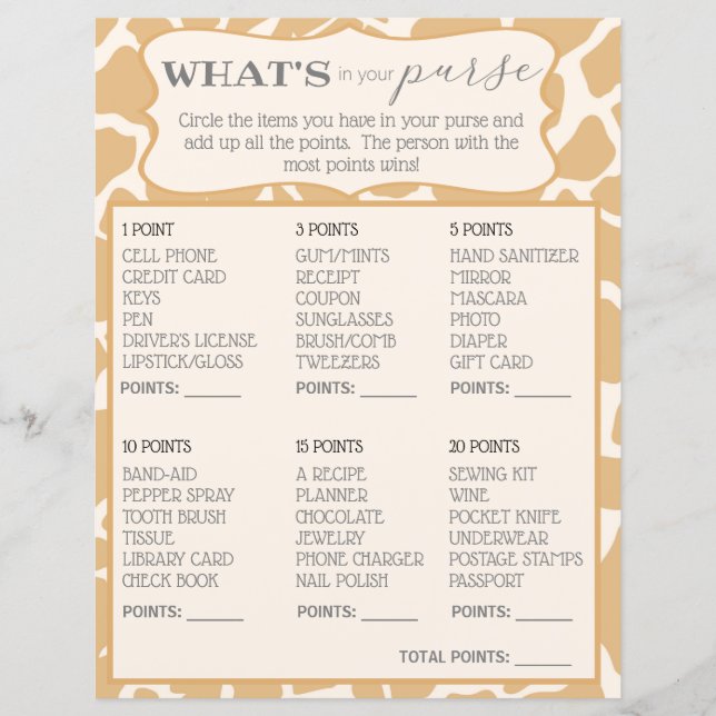 Lámina Tan Baby Boy Giraffe Whats En Tu Bolsa (Anverso)