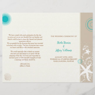 Lámina Tan Ivory Aqua Beach Wedding BiFold Program