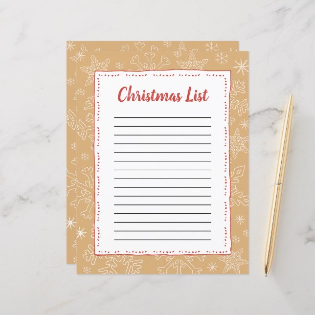 Lámina Tan Navidades de Snowflake BG Santa Wish List (Anverso/Reverso In Situ)