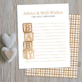 Lámina Taupe Baby Blocks Advice & Well Wishes Card