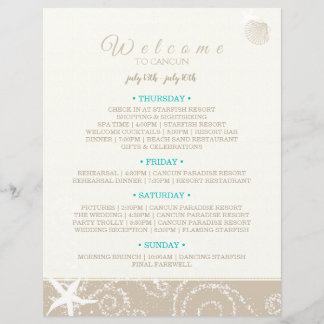 Lámina Taupe Marfil Starfish Beach Wedding Itinerario