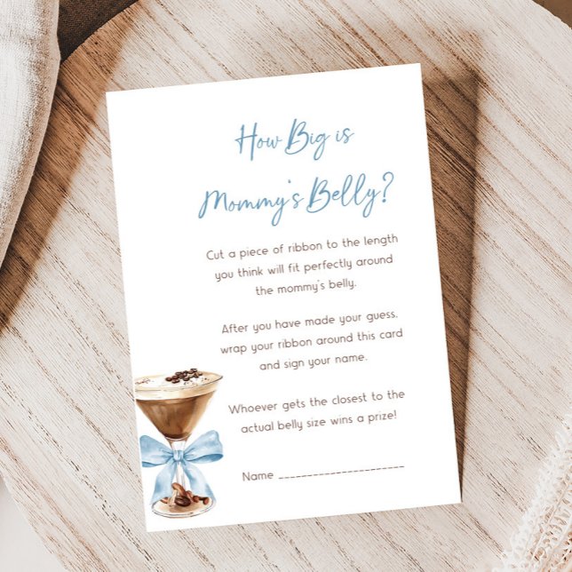 Lámina Tazón Azul de Martini de Espresso Ducha ¿Qué tan G (Espresso Baby Shower Game)