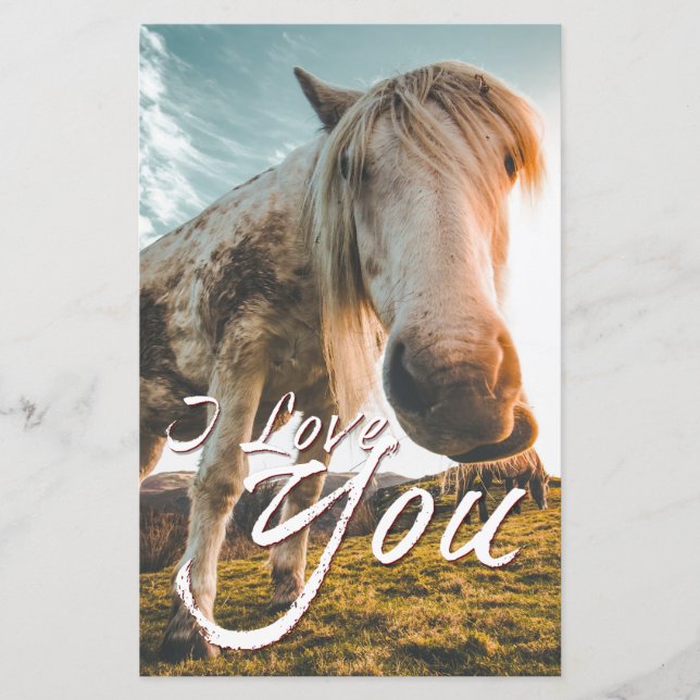 Lámina Te amo con caballo mirando (Anverso)