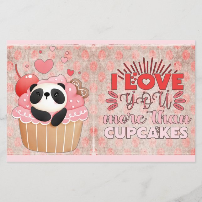 Lámina Te Amo Más Que Pasteles Panda Valentines (Anverso)