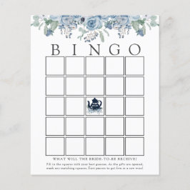 Lámina Tea Fiesta Blue Floral Bridal Bingo Game Card