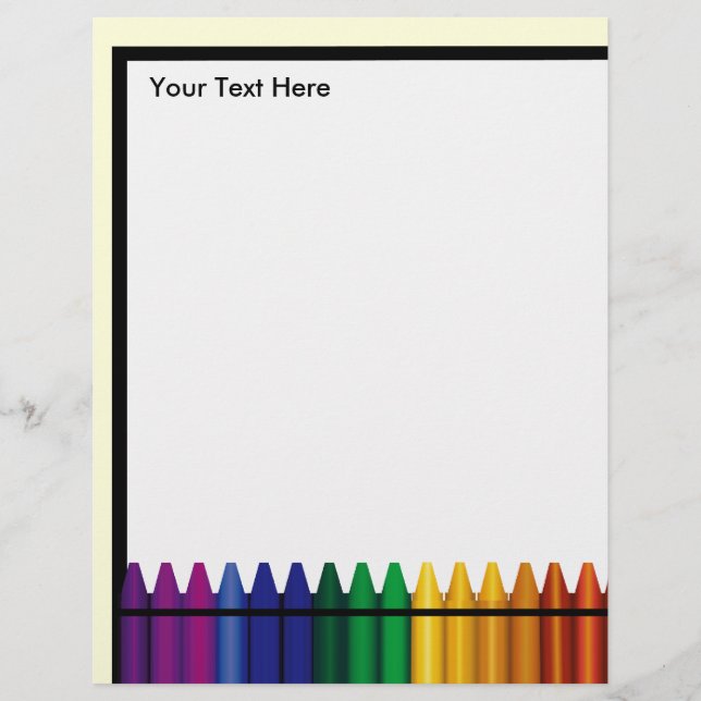 Lámina Teacher Crayon Design Letterhead Stationery (Anverso)