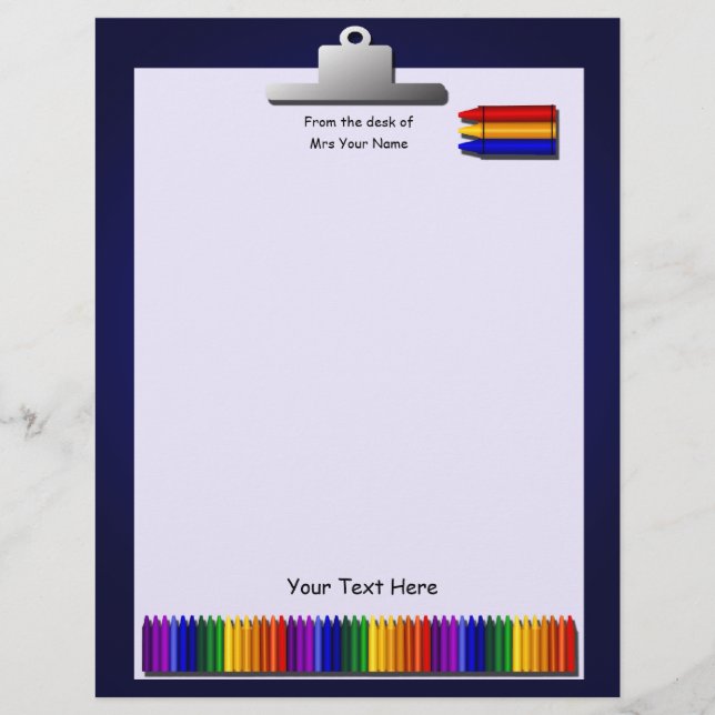 Lámina Teacher Crayons Letterhead Stationery (Anverso)