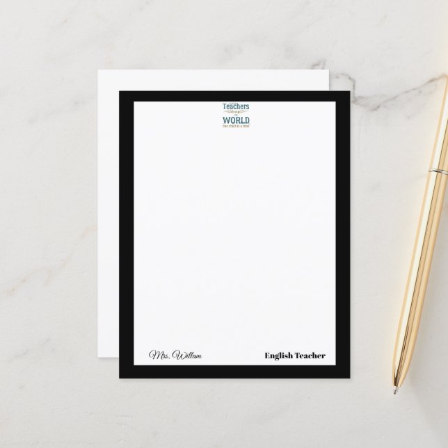 Lámina Teacher name elegant quote modern white frame (Anverso/Reverso In Situ)