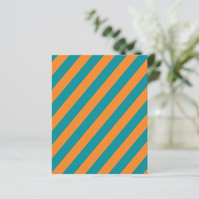 Lámina Teal and Orange Diagonal Stripes Scrapbook Paper (Anverso de pie)