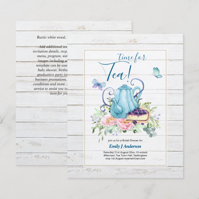 Lámina Teatima de ducha de novia de Teapot Tea de la tard (Anverso / Reverso)