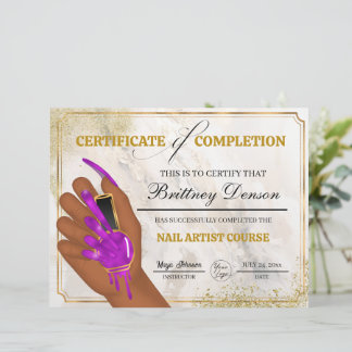 Lámina Técnico de Nail Award Certificado de Finalización