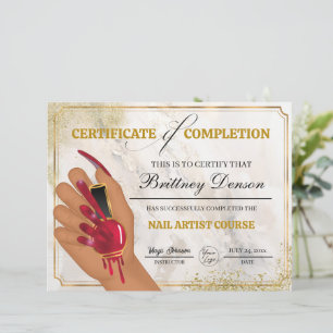 Lámina Técnico de Nail Award Certificado de Finalización