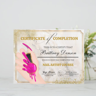 Lámina Técnico de Nail Award Certificado de Finalización