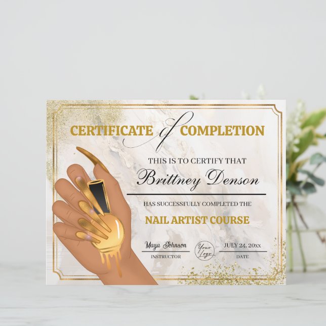 Lámina Técnico de Nail Award Certificado de Finalización (Anverso de pie)