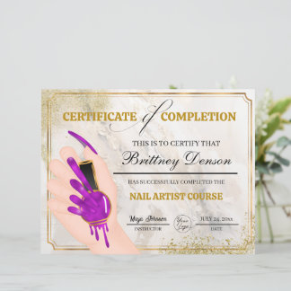 Lámina Técnico de Nail Award Certificado de Finalización