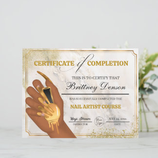 Lámina Técnico de Nail Award Certificado de Finalización