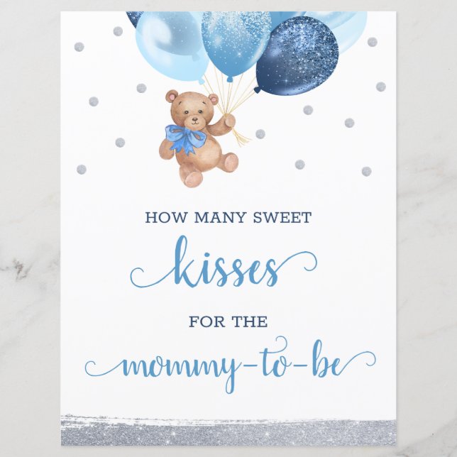 Lámina Teddy Bear adivina cuántos besos de juego de Baby  (Anverso)