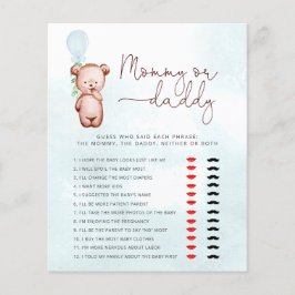 Lámina Teddy Bear adivina quién lo dijo, mamá o papá jueg