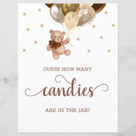 Lámina Teddy Bear Adivinan Cuántos Rótulos de Candies Bab