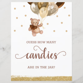 Lámina Teddy Bear Adivinan Cuántos Rótulos de Candies Bab