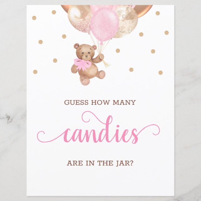 Lámina Teddy Bear Adivinan Cuántos Rótulos de Candies Bab (Anverso)