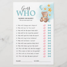 Teddy Bear adivinando el juego de Baby Shower