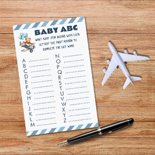 Lámina Teddy Bear Airplane Boy Baby Shower Baby ABC