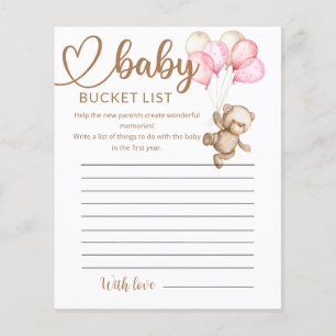 Lámina Teddy Bear Baby Bear Baby Shower Bucket List