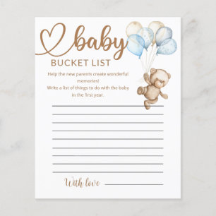 Lámina Teddy Bear Baby Bear Baby Shower Bucket List