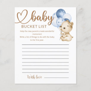 Lámina Teddy Bear Baby Bear Baby Shower Bucket List