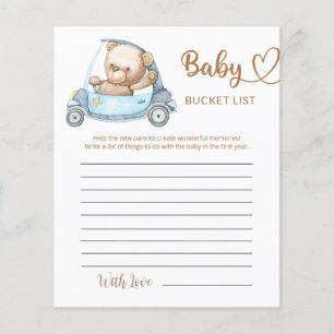 Lámina Teddy Bear Baby Bear Baby Shower Bucket List