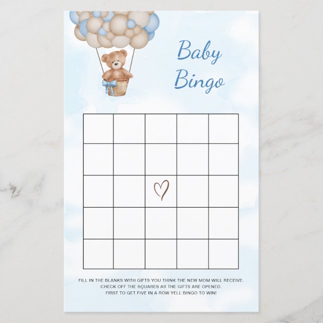 Lámina Teddy Bear Baby Bingo Game (Anverso)
