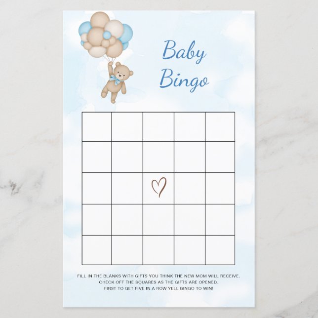 Lámina Teddy Bear Baby Bingo Game (Anverso)