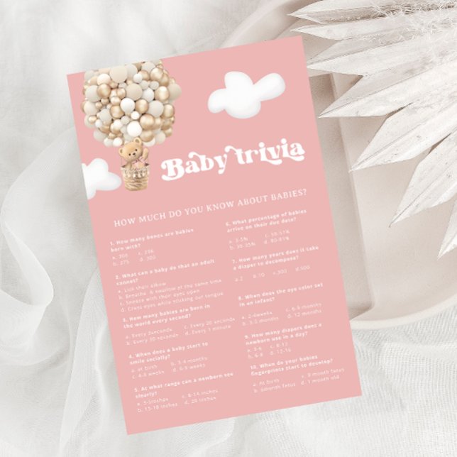 Lámina Teddy Bear Balloons Chica Baby Shower Trivia Game (Subido por el creador)