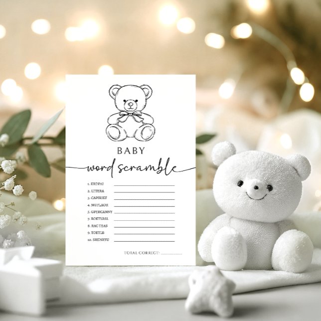 Lámina Teddy Bear Bebé Palabra Scramble Boy Shower Game (Subido por el creador)