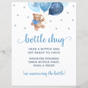 Lámina Teddy Bear Blue Balloons Botella Chug Juego