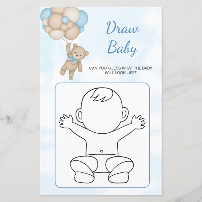 Lámina Teddy Bear Draw Baby game (Anverso)