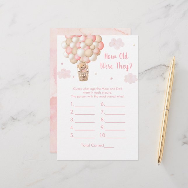 Lámina Teddy Bear Hot Air Balloon How Old Were They Game (Anverso/Reverso In Situ)