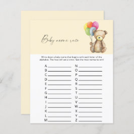 Lámina Teddy Bear - Juego de carreras de nombres de bebé