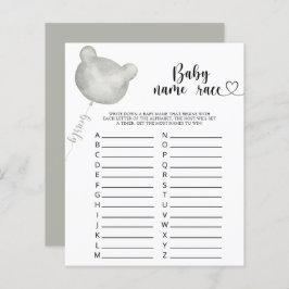 Lámina Teddy Bear Nombre juego de carreras